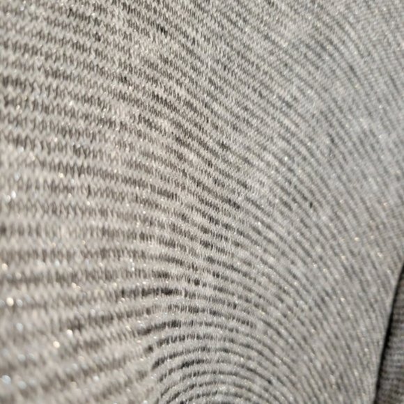 Francesca's Bird Cage Grey Metalic Striped Long Sleeve Knit Top - Picture 3 of 8